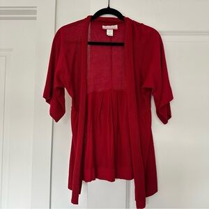 Absolutely (M) Red Vintage 3/4 Sleeve Flare Sleeve Open Acrylic Cardigan Duster